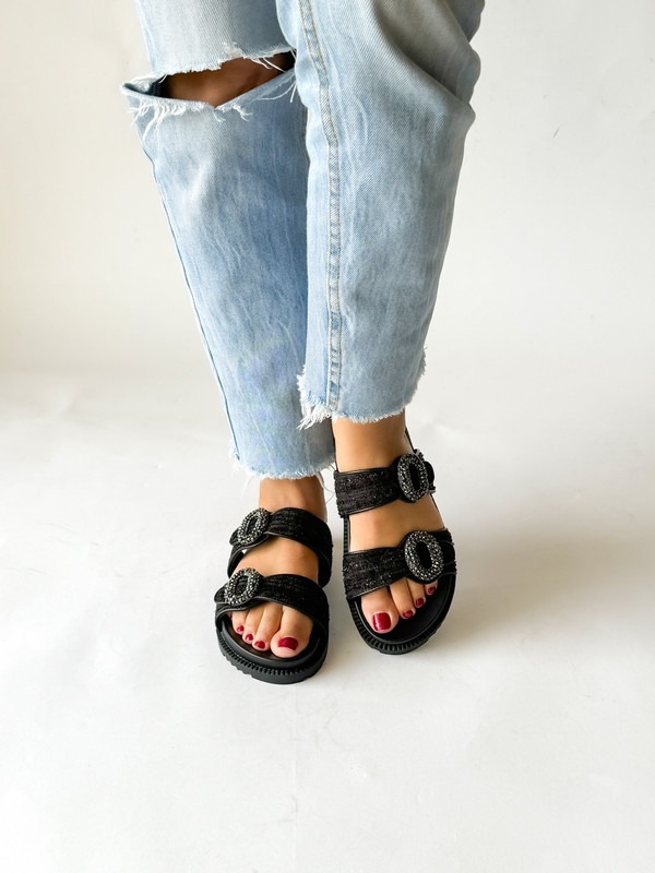 Sandales ELIZA Noir Tissu 4 Sandales ELIZA Noir Tissu – Image 4