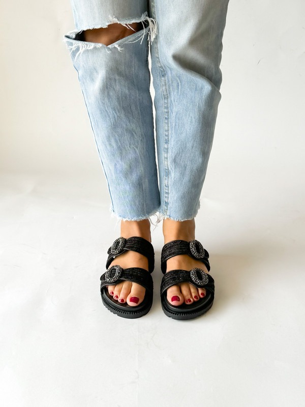 Sandales ELIZA Noir Tissu 5 Sandales ELIZA Noir Tissu – Image 5